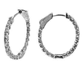 14K White Gold 2ctw Diamond Inside Out Hoops