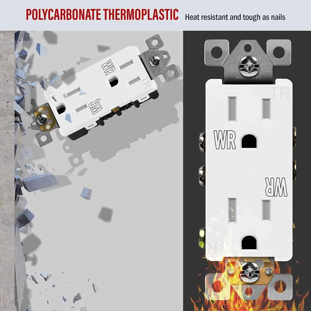 15 Amp Duplex Outlet Tamper and Weather-Resistant White