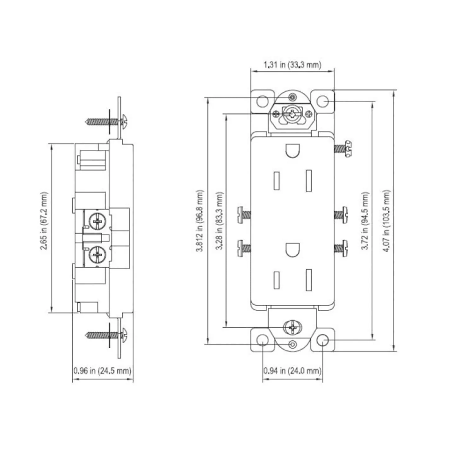 15 Amp Duplex Outlet White