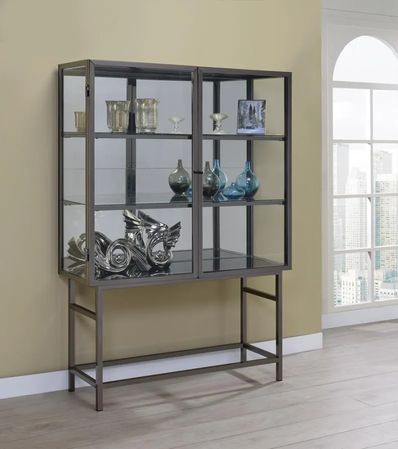 2-door Curio Cabinet Brushed Black Nickel