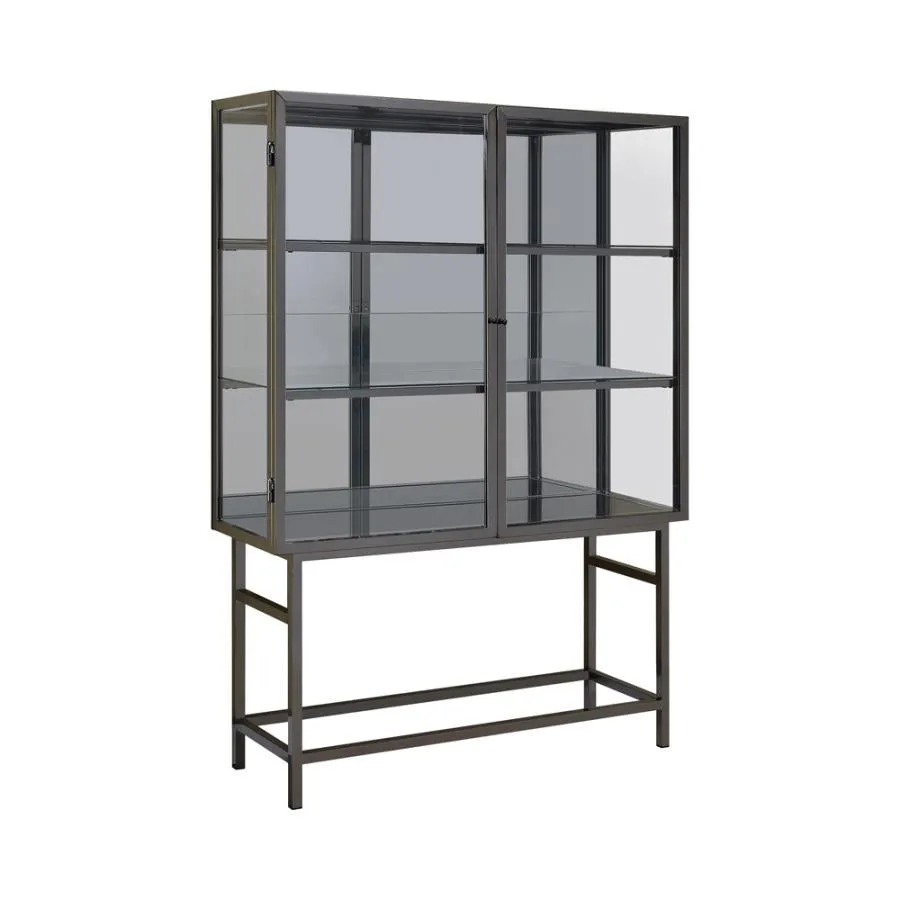 2-door Curio Cabinet Brushed Black Nickel