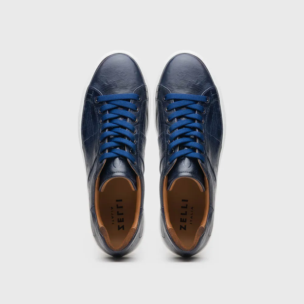 65-348-NVY Vivo Italian Tumbled Calfskin Sneaker Navy