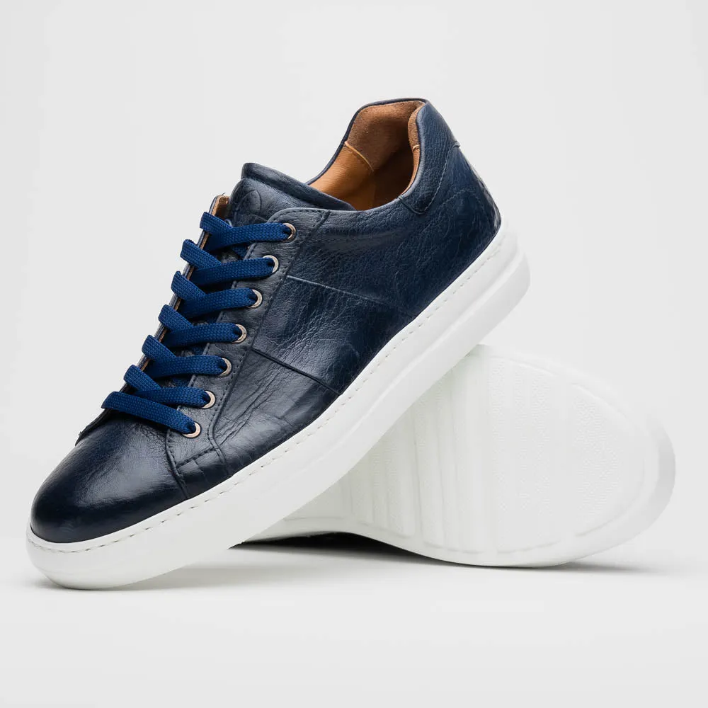 65-348-NVY Vivo Italian Tumbled Calfskin Sneaker Navy