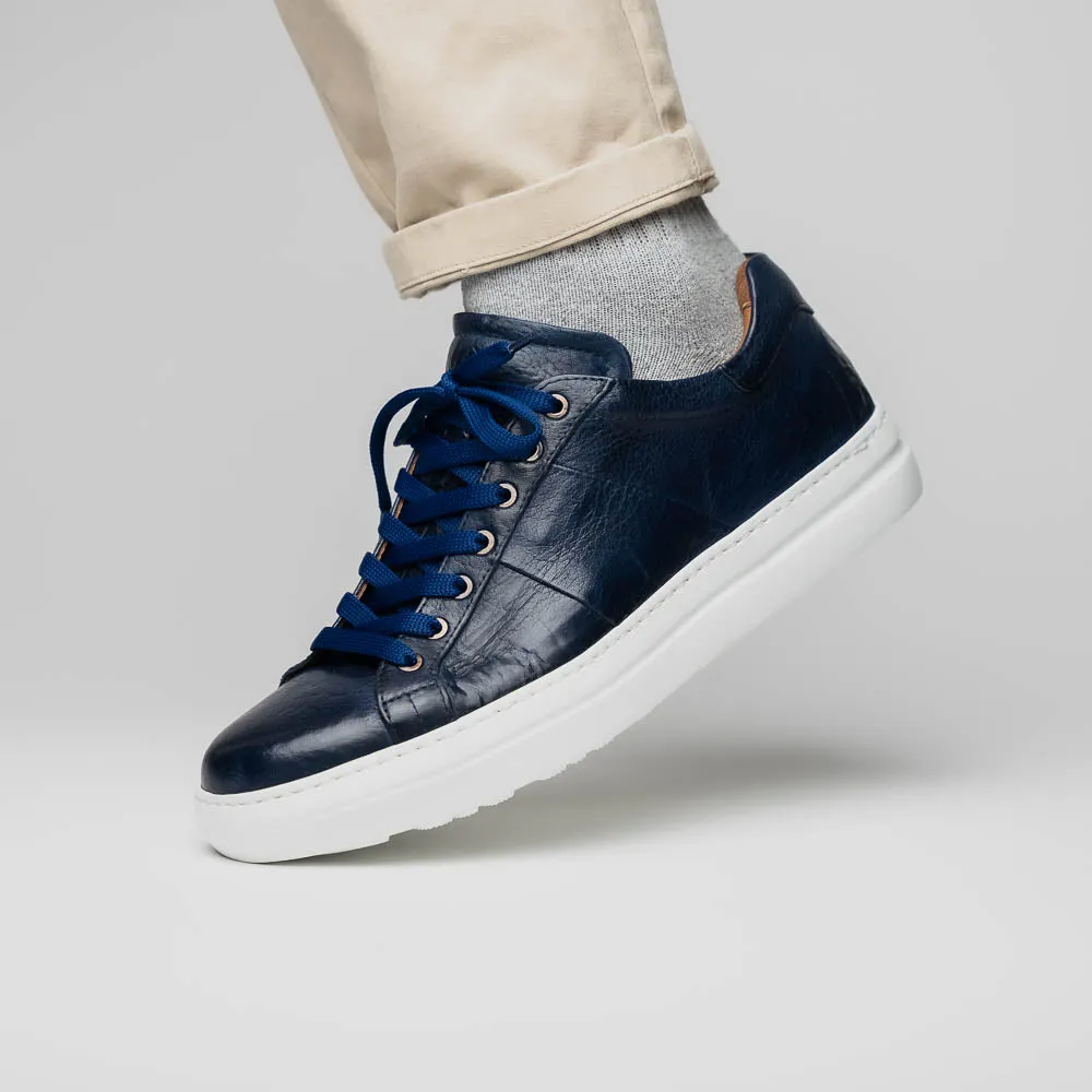 65-348-NVY Vivo Italian Tumbled Calfskin Sneaker Navy