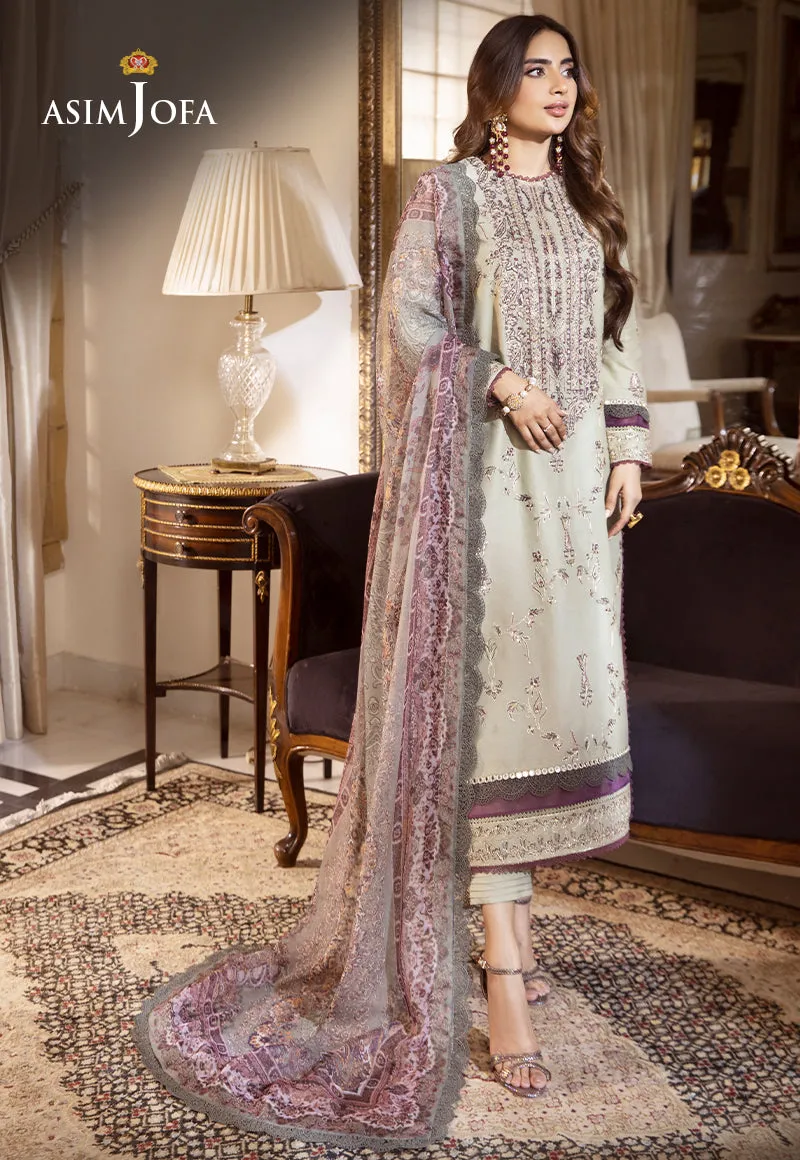 AJAS-30 Designers Stitched EMBROIDERED CAMBRIC 3 PCS