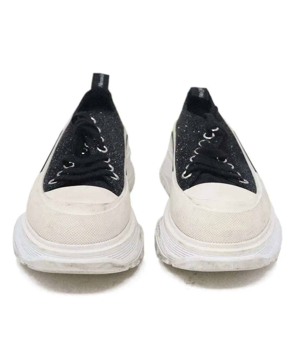 Alexander McQueen Black & White Glitter Sneakers sz 8