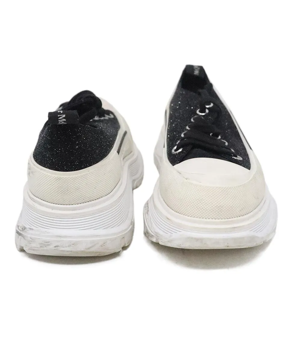 Alexander McQueen Black & White Glitter Sneakers sz 8