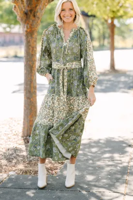 All I Can See Green Floral Maxi Dress