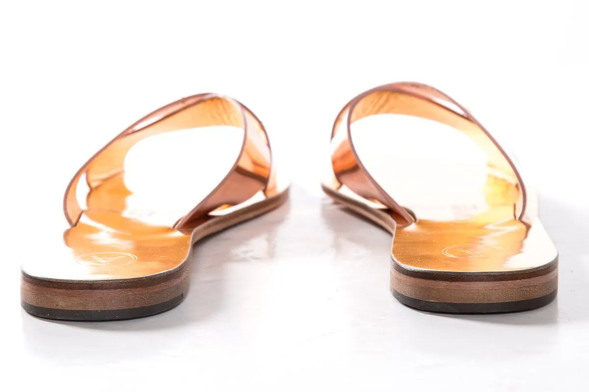 Alvaro Gonzalez Rose Gold Metallic Leather Slide Sandals SZ 39 NWT SALE