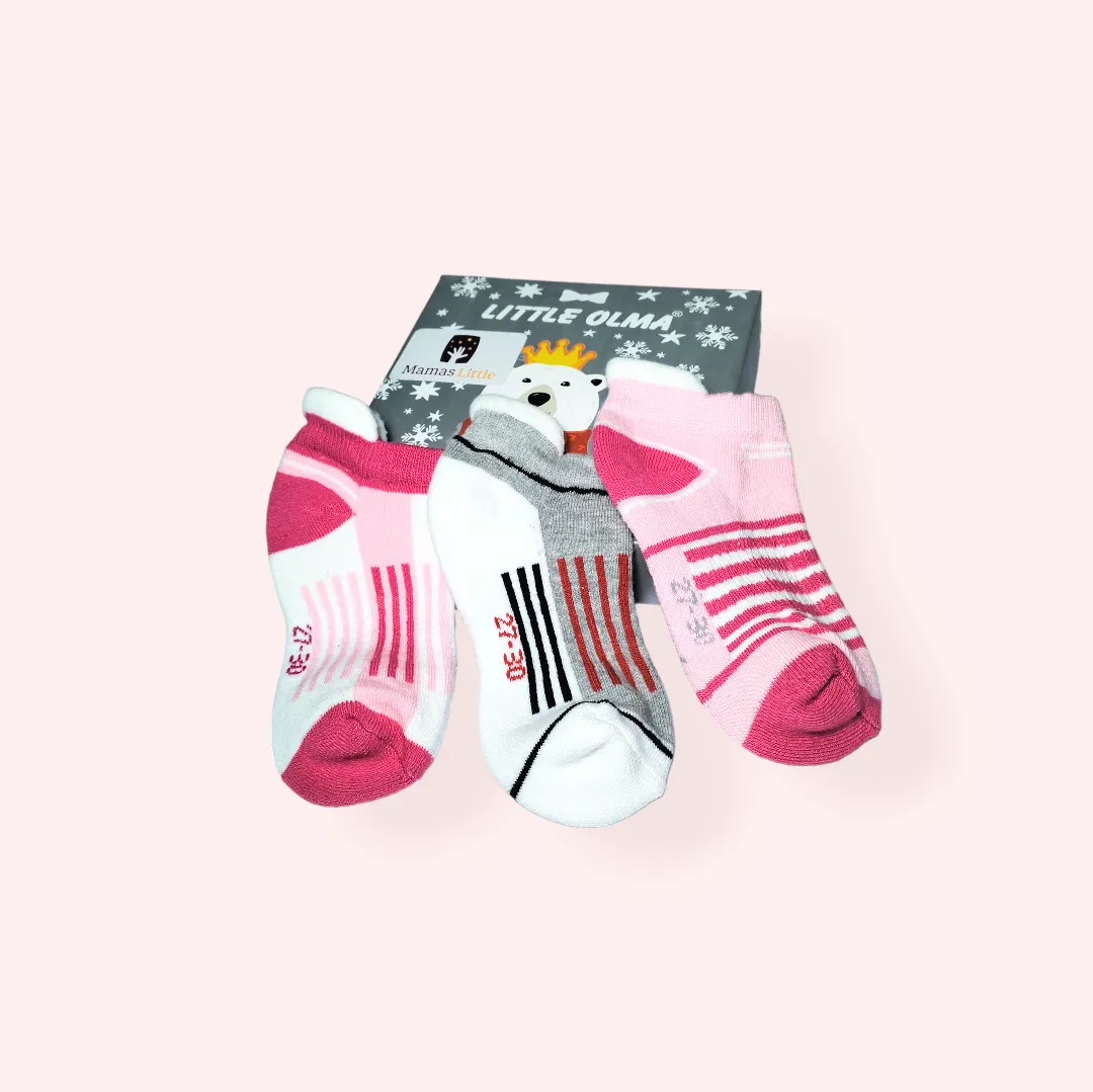 Assorted Stripes Ankle 3 Cotton Socks Pair 2397 A