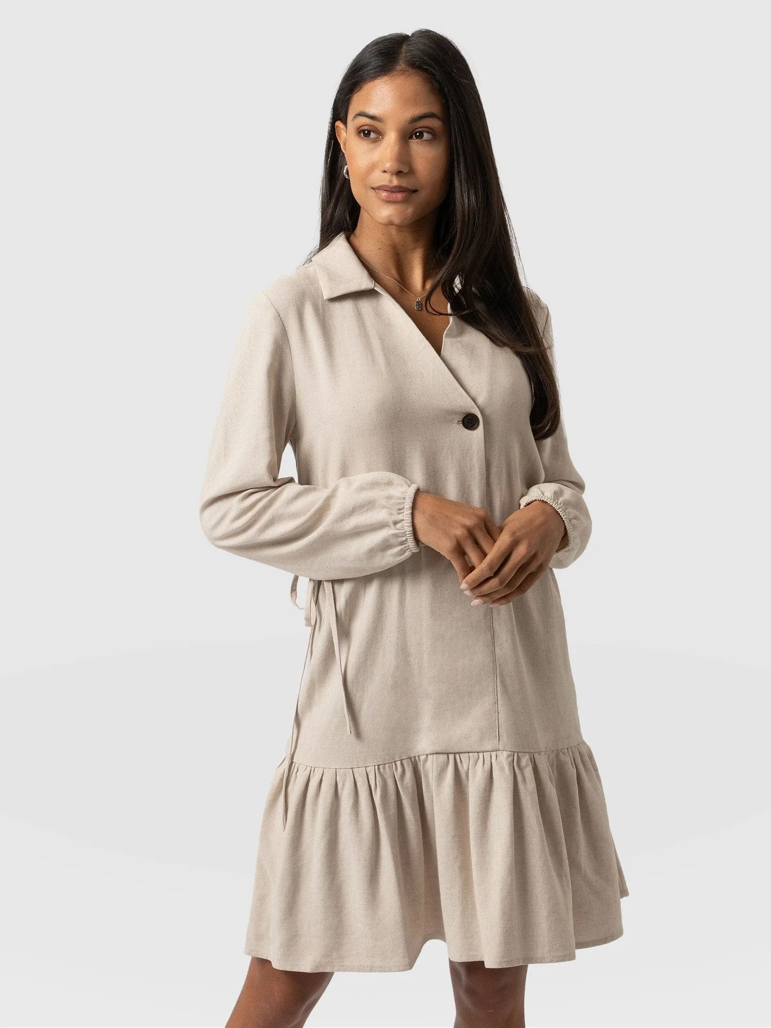 Aurelia Linen Mini Dress - Oatmeal