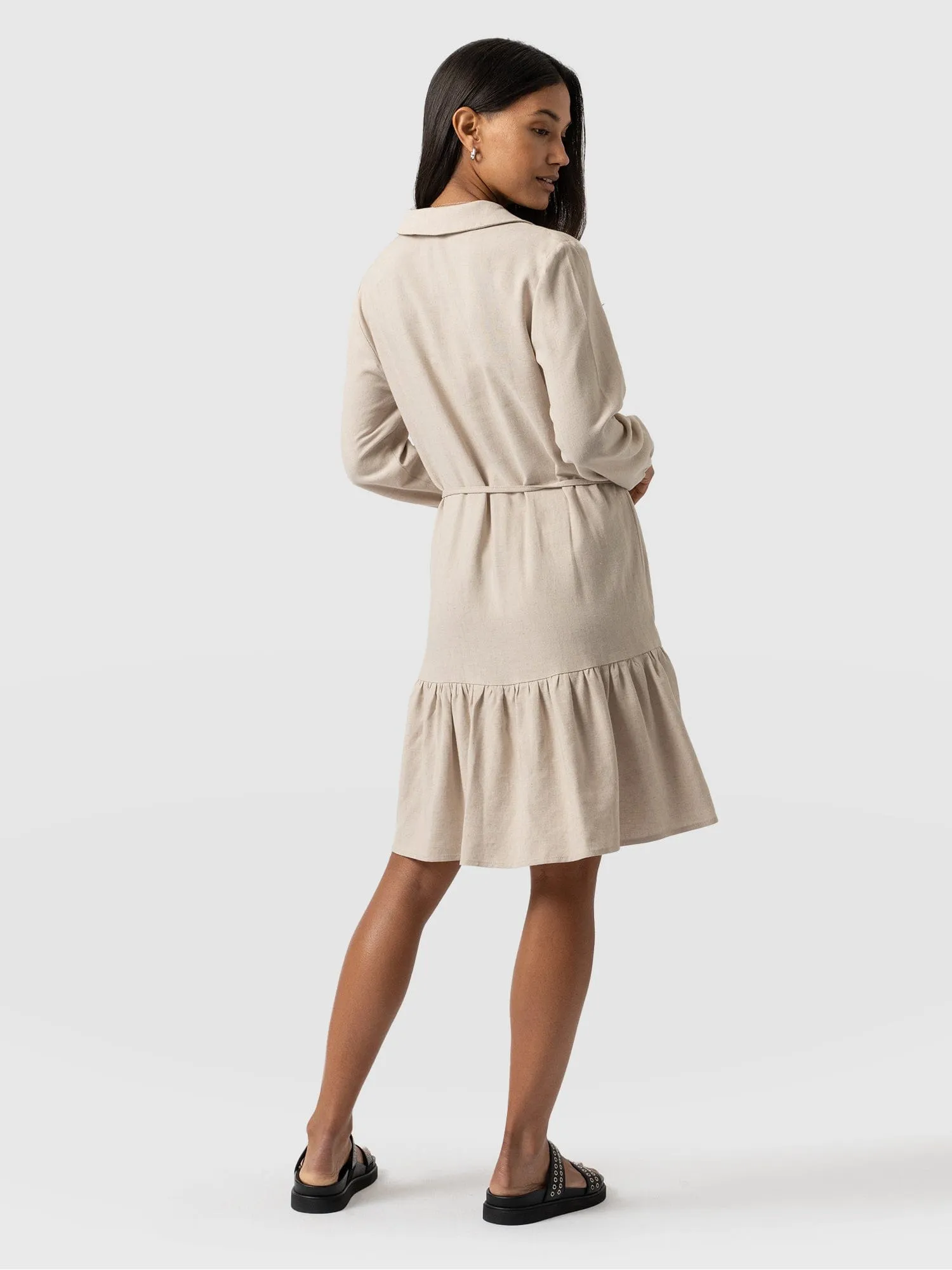 Aurelia Linen Mini Dress - Oatmeal