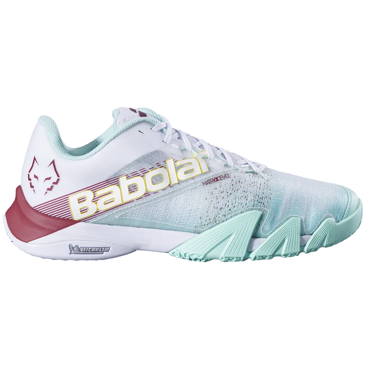 Babolat Men's Jet Premura 2 Lebron Padel Shoes White Red Dahlia