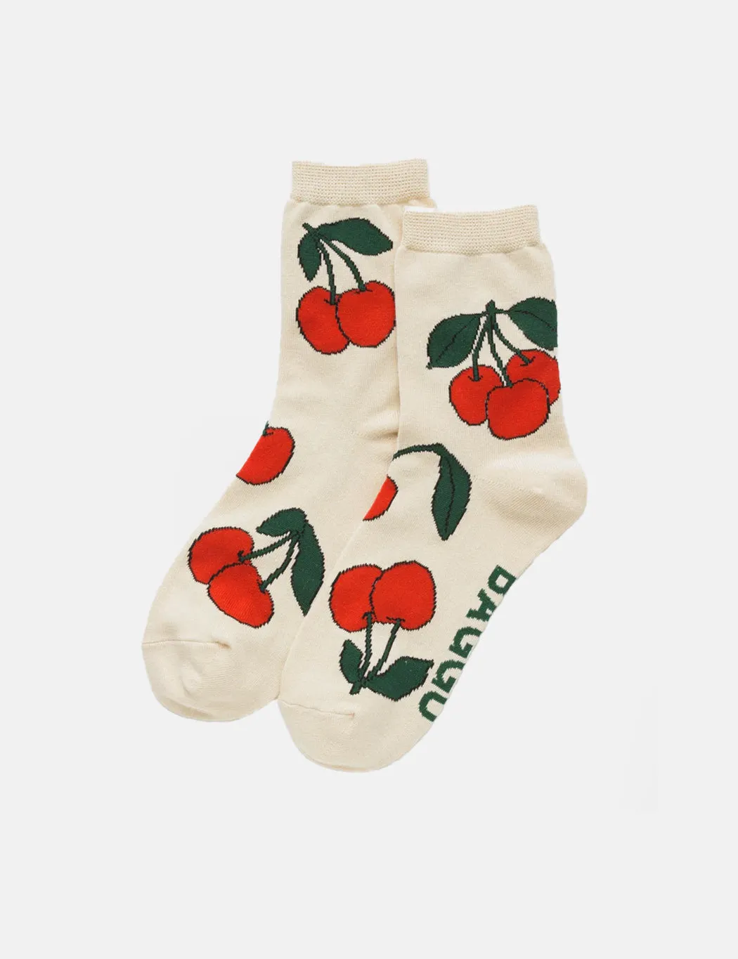 Baggu Crew Sock - Ecru Cherry