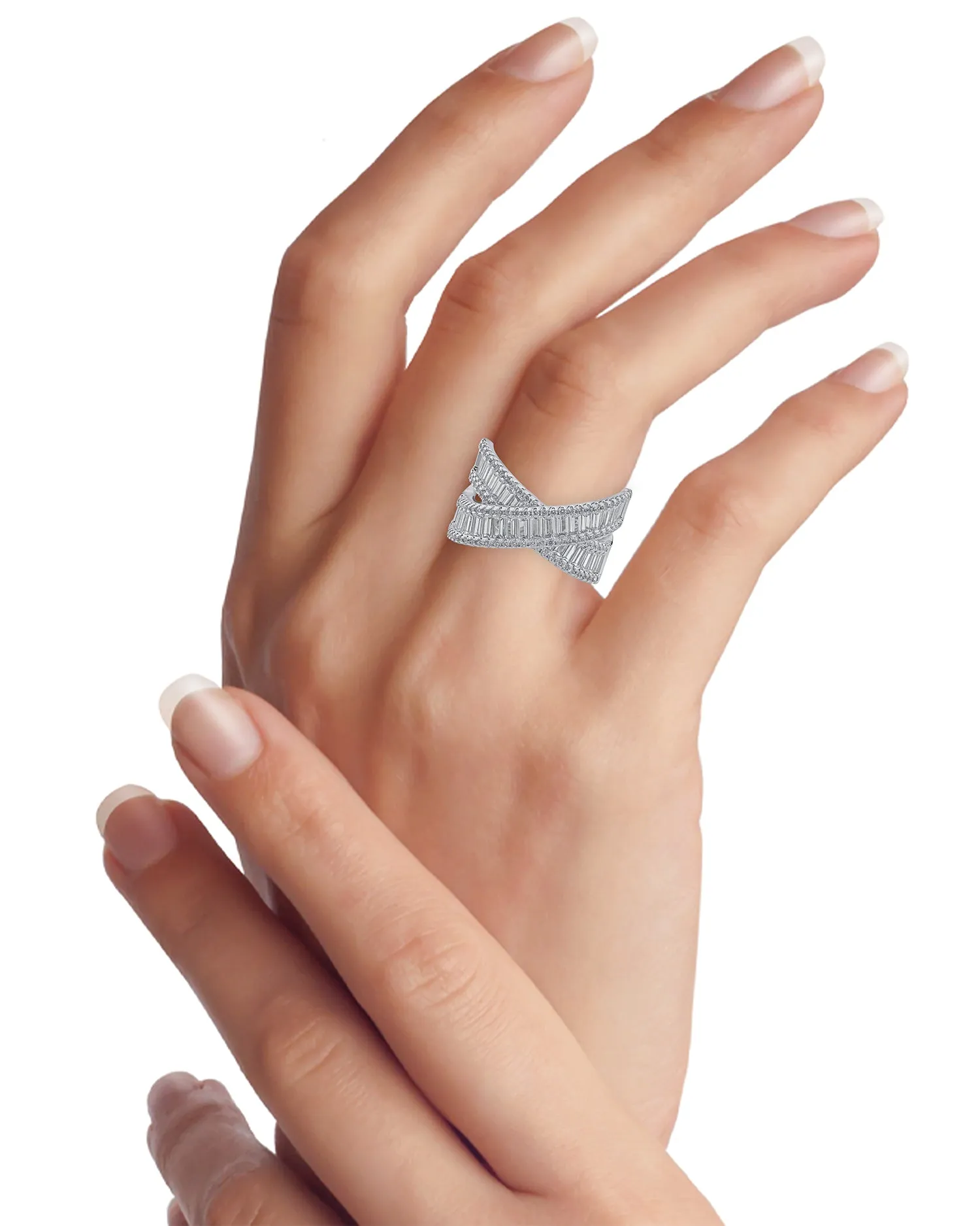 Baguette CZ Interlace Ring