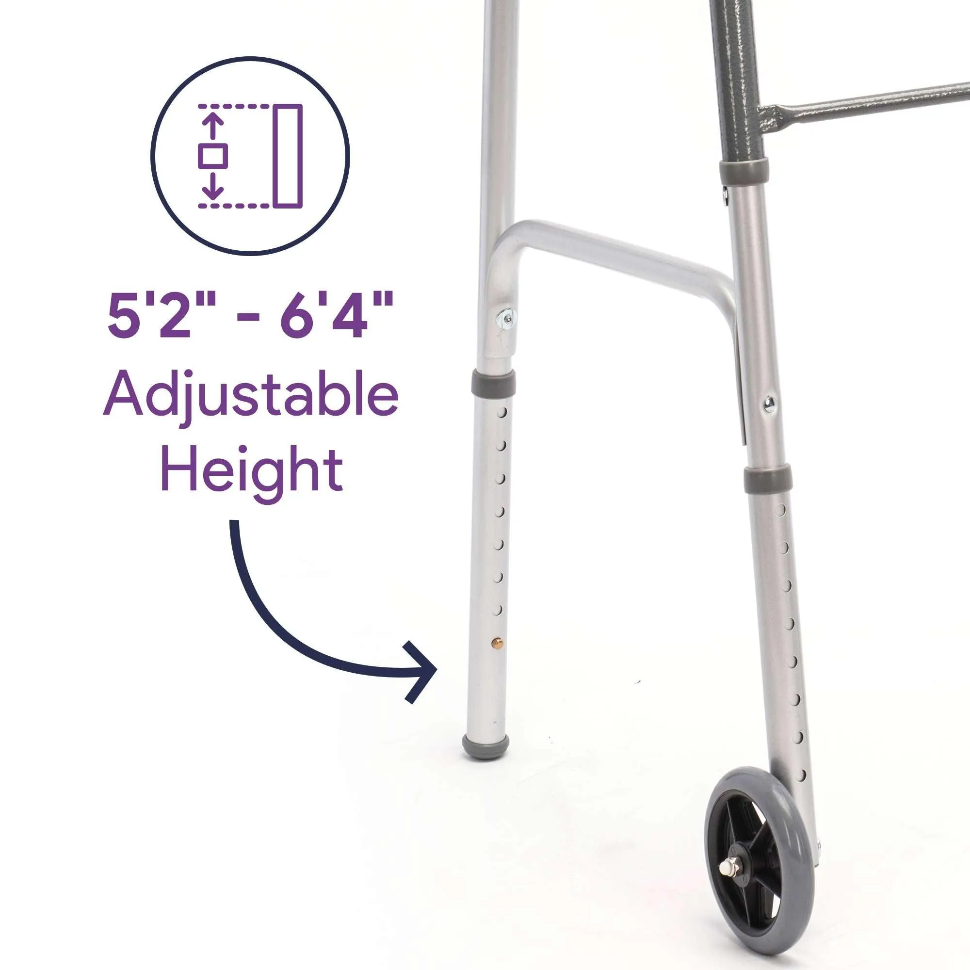 Bariatric Silver Folding Steel Walker without Wheels - 500 lbs Capacity