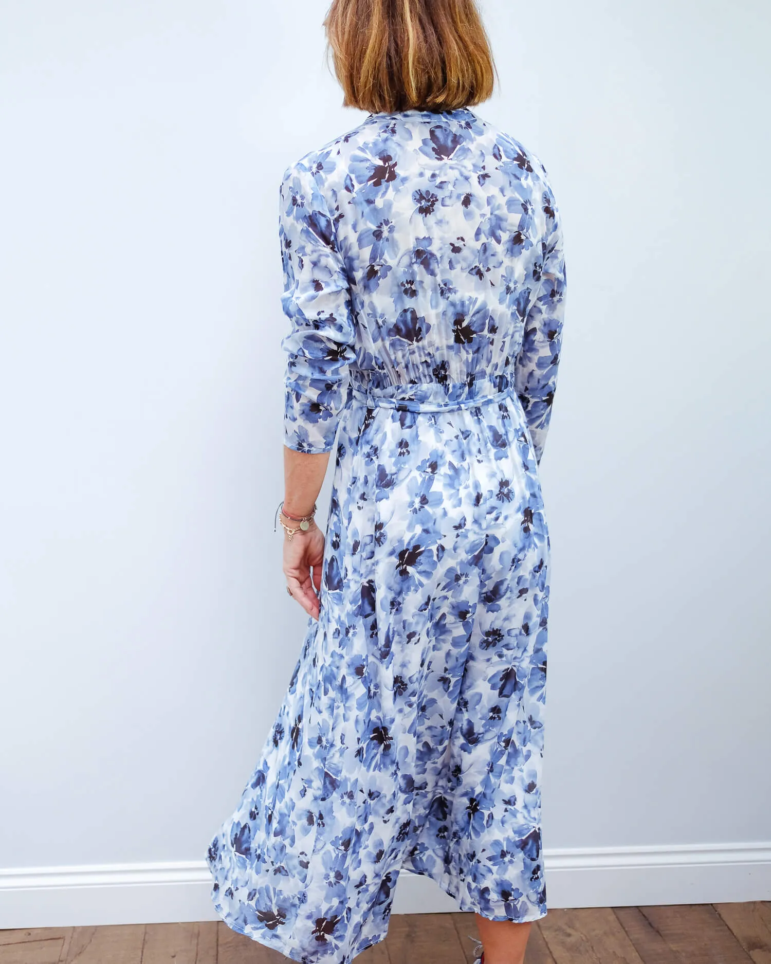 BD 6438 Maxi shirt dress in deep sea navy