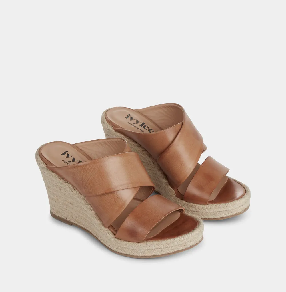 Bella Dark Tan Espadrille Mules