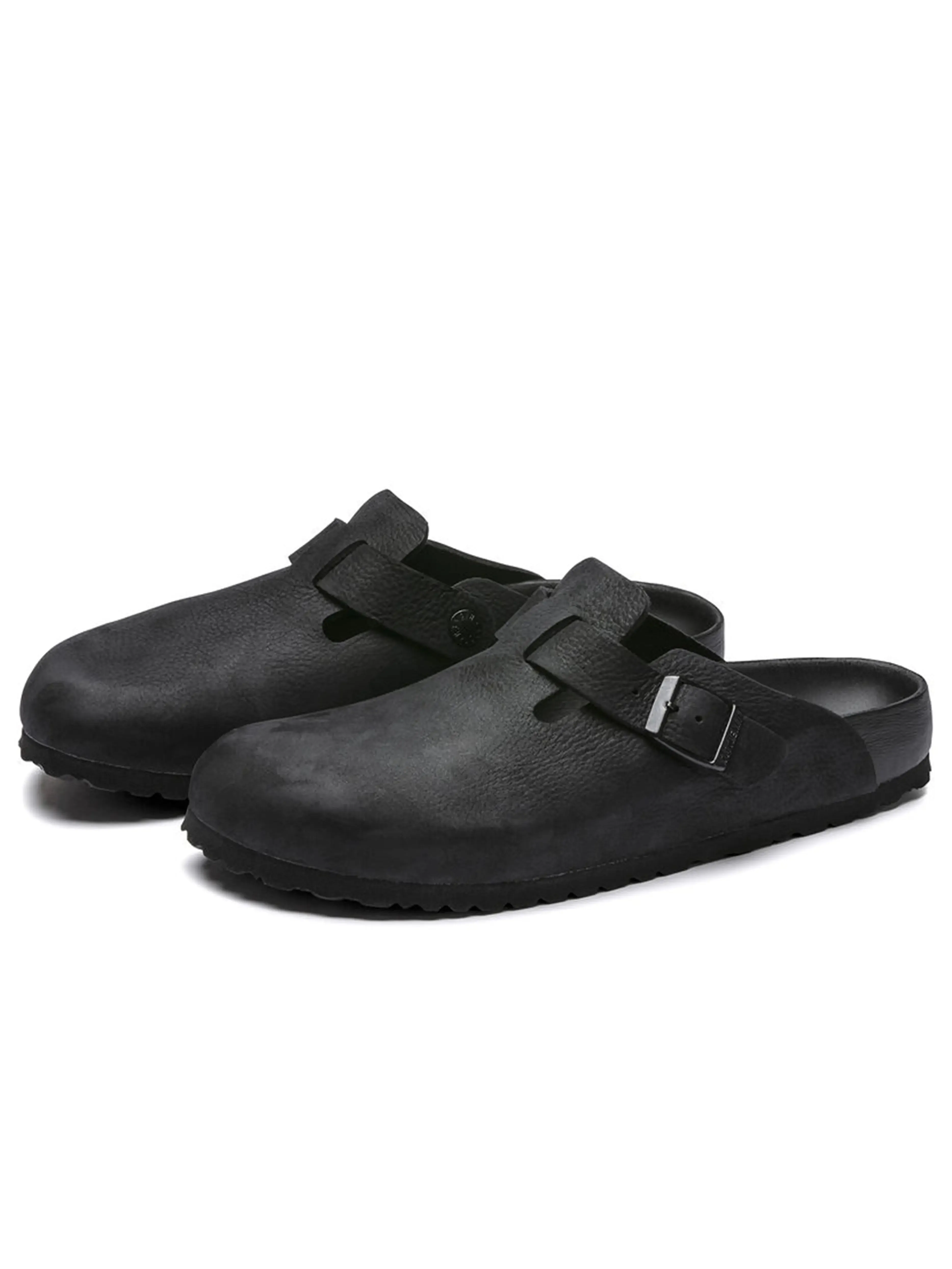 Birkenstock Boston Natural Leather Clog Black