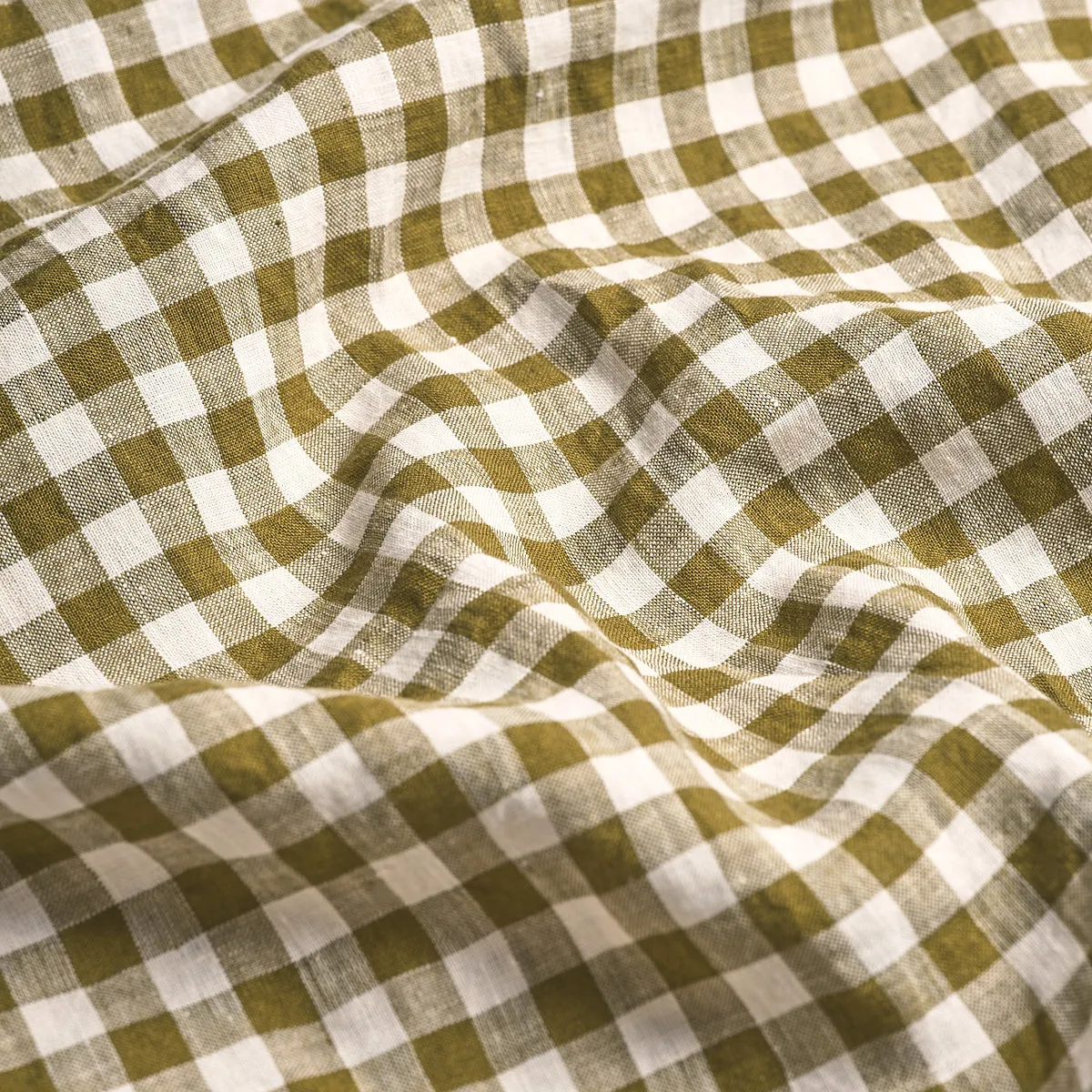 Botanical Green Gingham Linen Blend Fitted Sheet