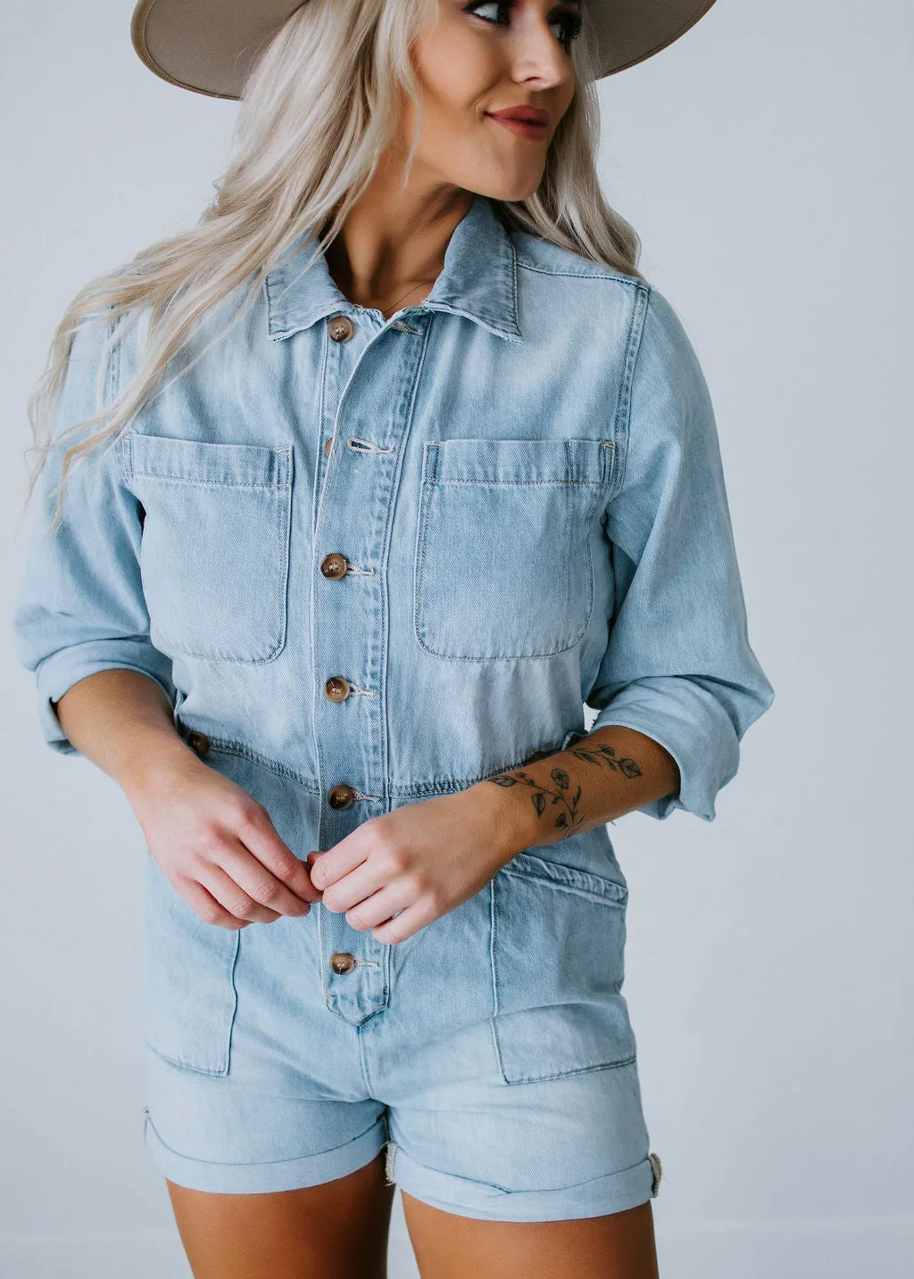 Bridget KanCan Denim Romper