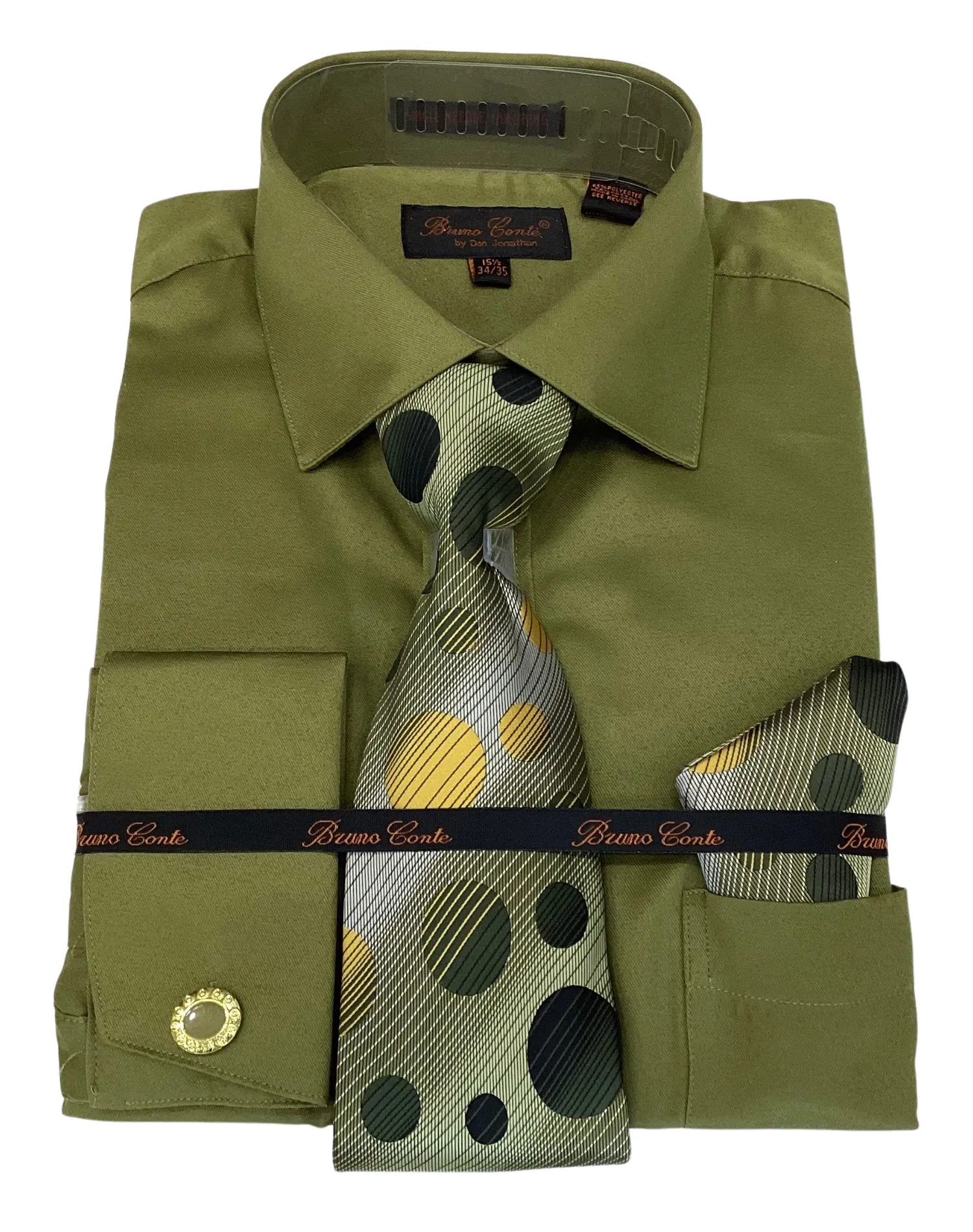 Bruno Conte Regular Fit Dress Shirt Combo - Olive Green