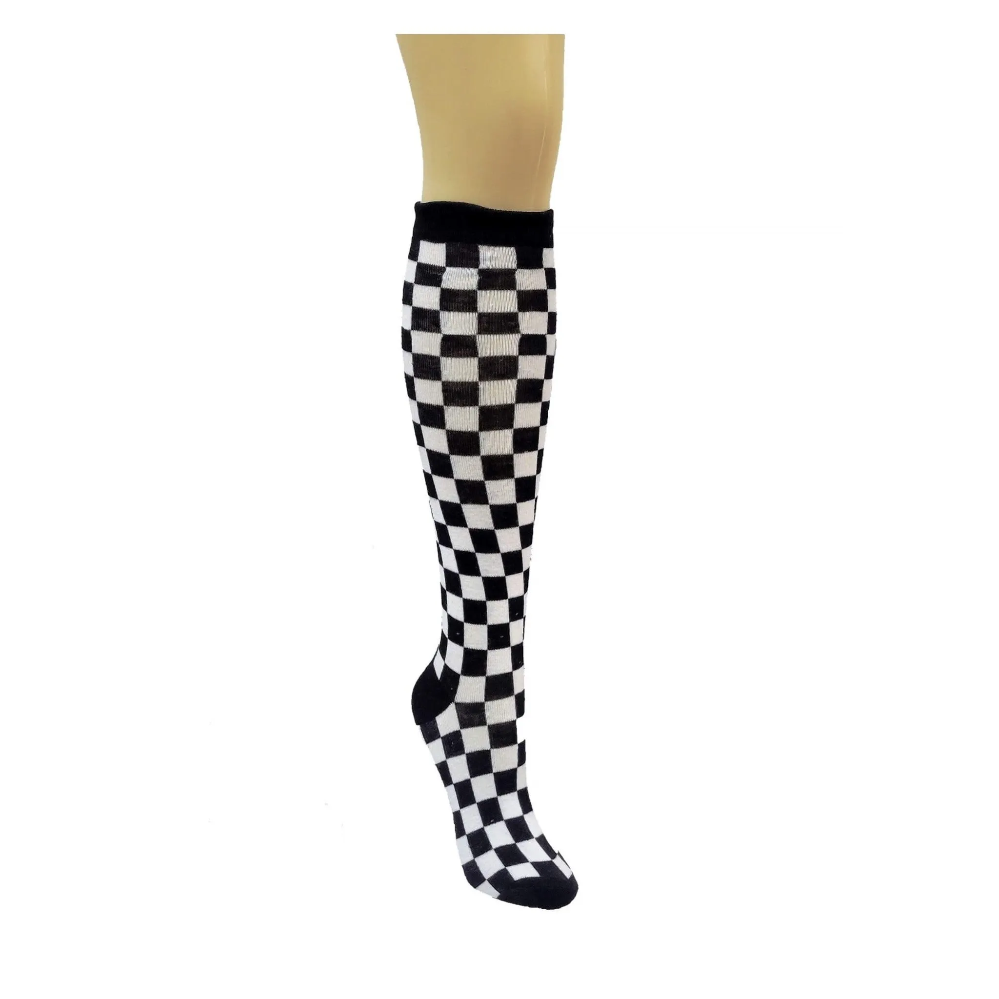 Checkered Pattern Knee High Socks (Adult Medium - Women's Shoe Sizes 5-10)