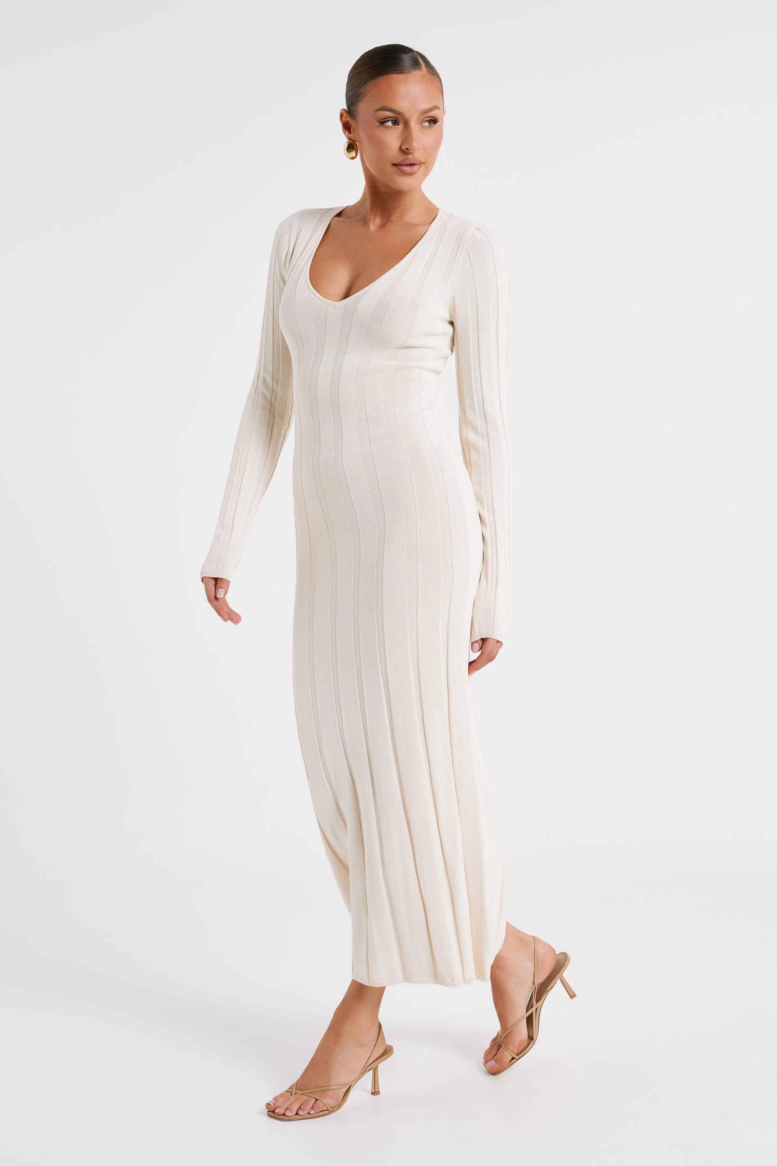 Ciara Ribbed Maxi Dress - Ivory