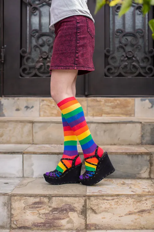 Classic Rainbow Striped Knee High