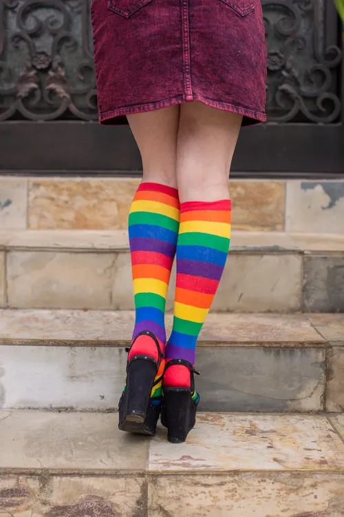 Classic Rainbow Striped Knee High