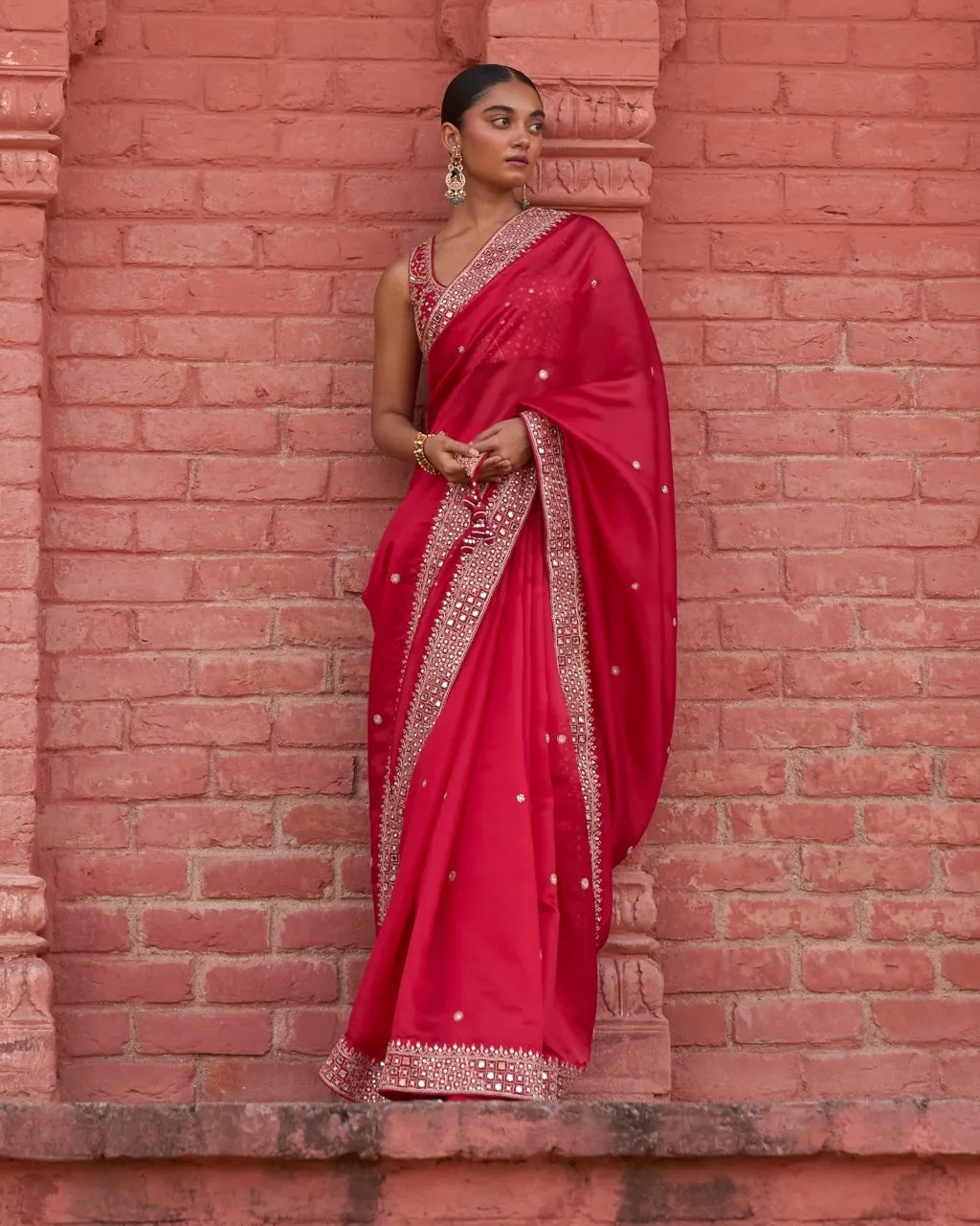 Classic Surkh Laal Sari Set