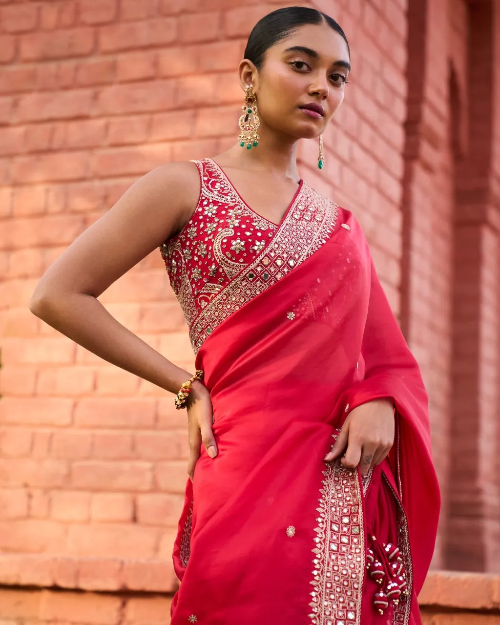 Classic Surkh Laal Sari Set