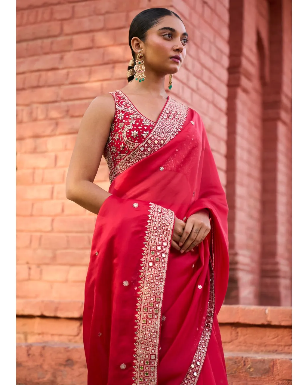 Classic Surkh Laal Sari Set