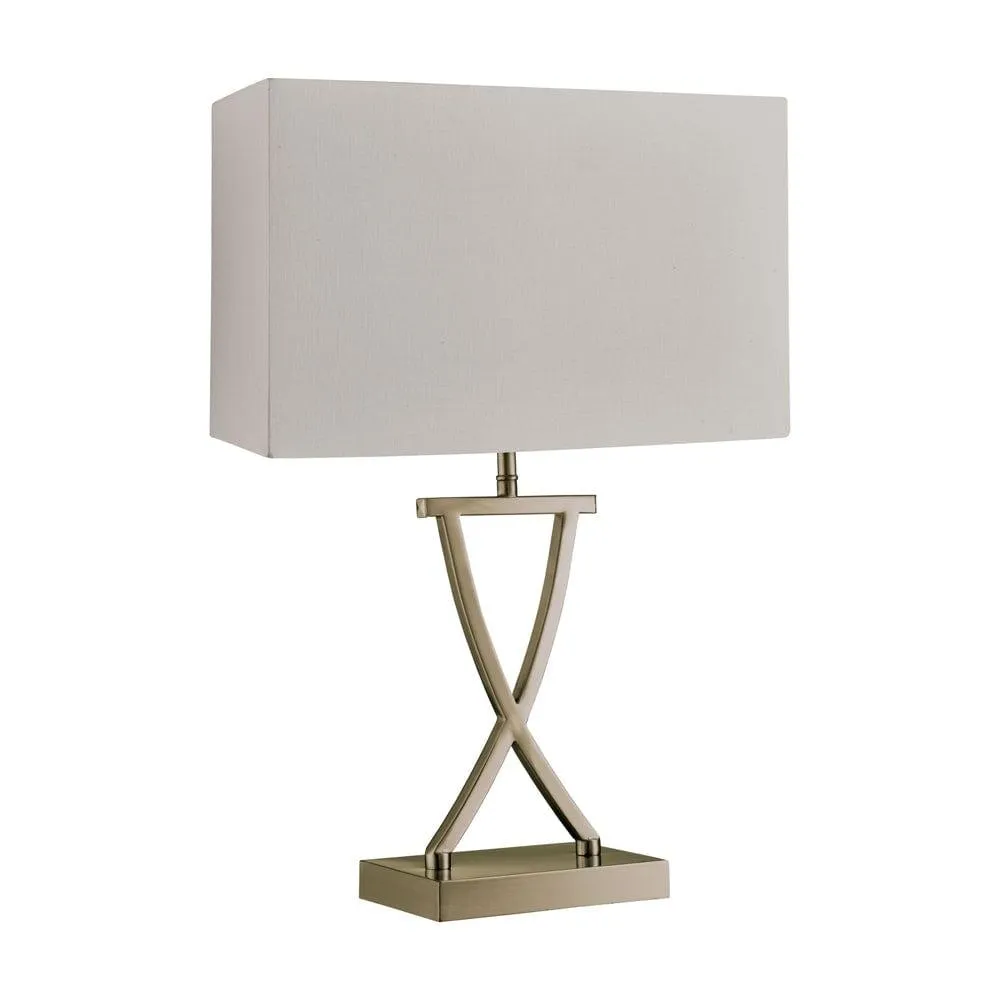 Club Antique Brass Table Lamp - White Rectangle Shade