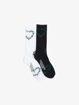 Controlled Damage 2 Pack Sock - Black - White