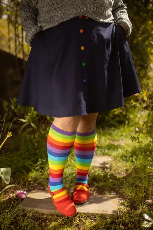 Curvy Rainbow Stripes Knee High