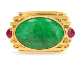 David Webb Jade and Ruby Ring