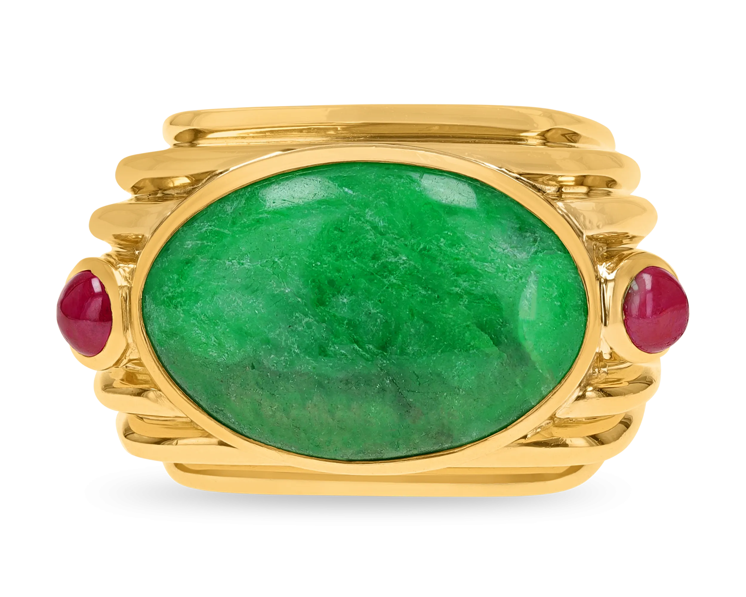 David Webb Jade and Ruby Ring