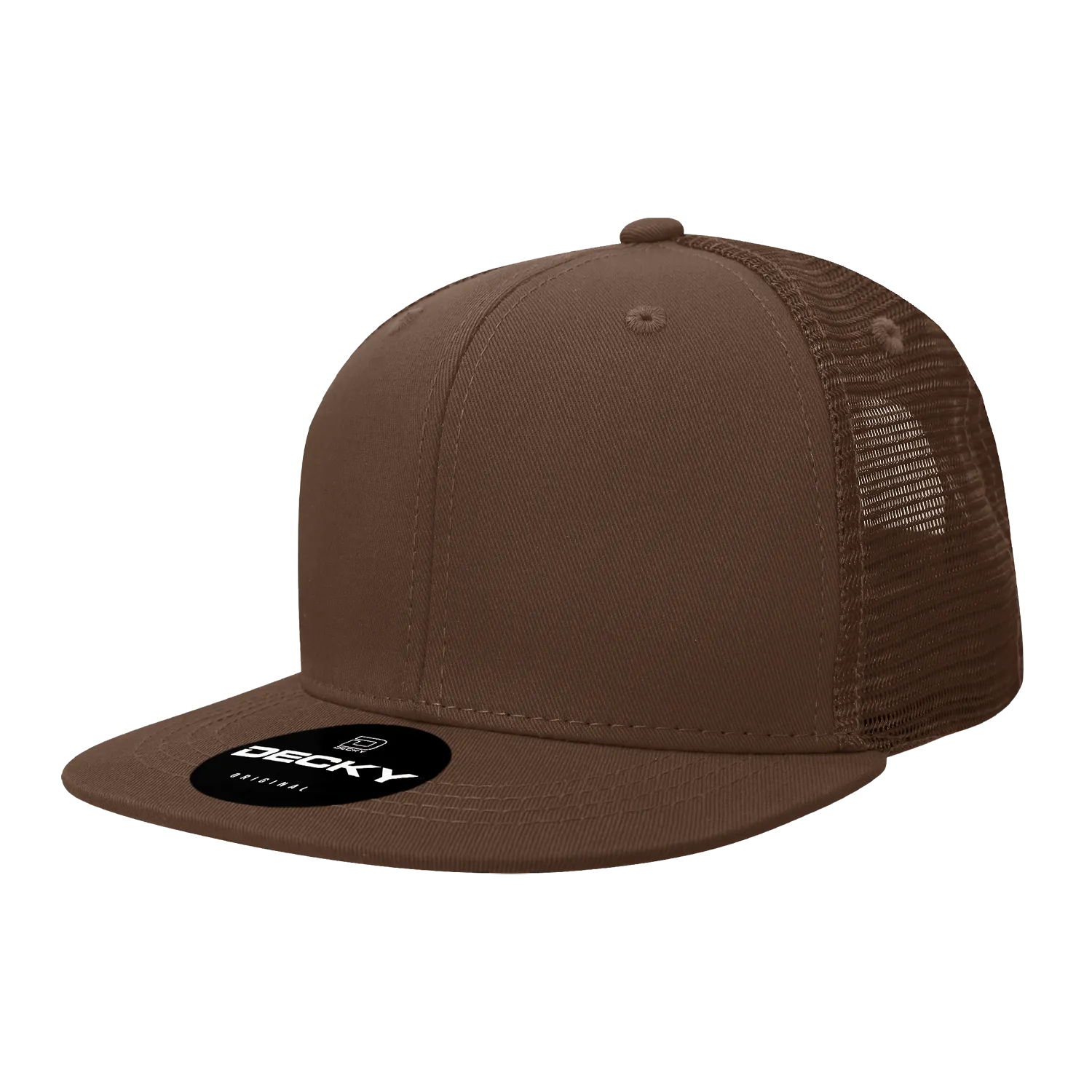 Decky 1052 Blank 6 Panel Trucker Hat, Flat Bill Snapback - 1052