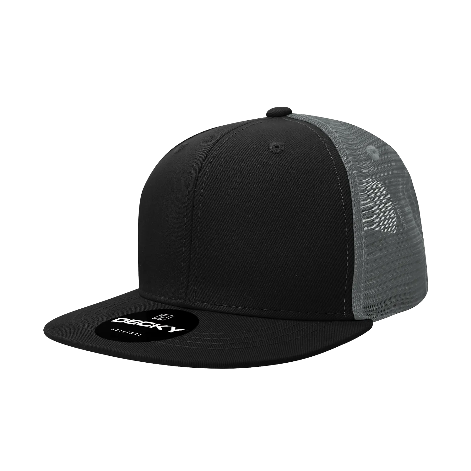 Decky 1052 Blank 6 Panel Trucker Hat, Flat Bill Snapback - 1052