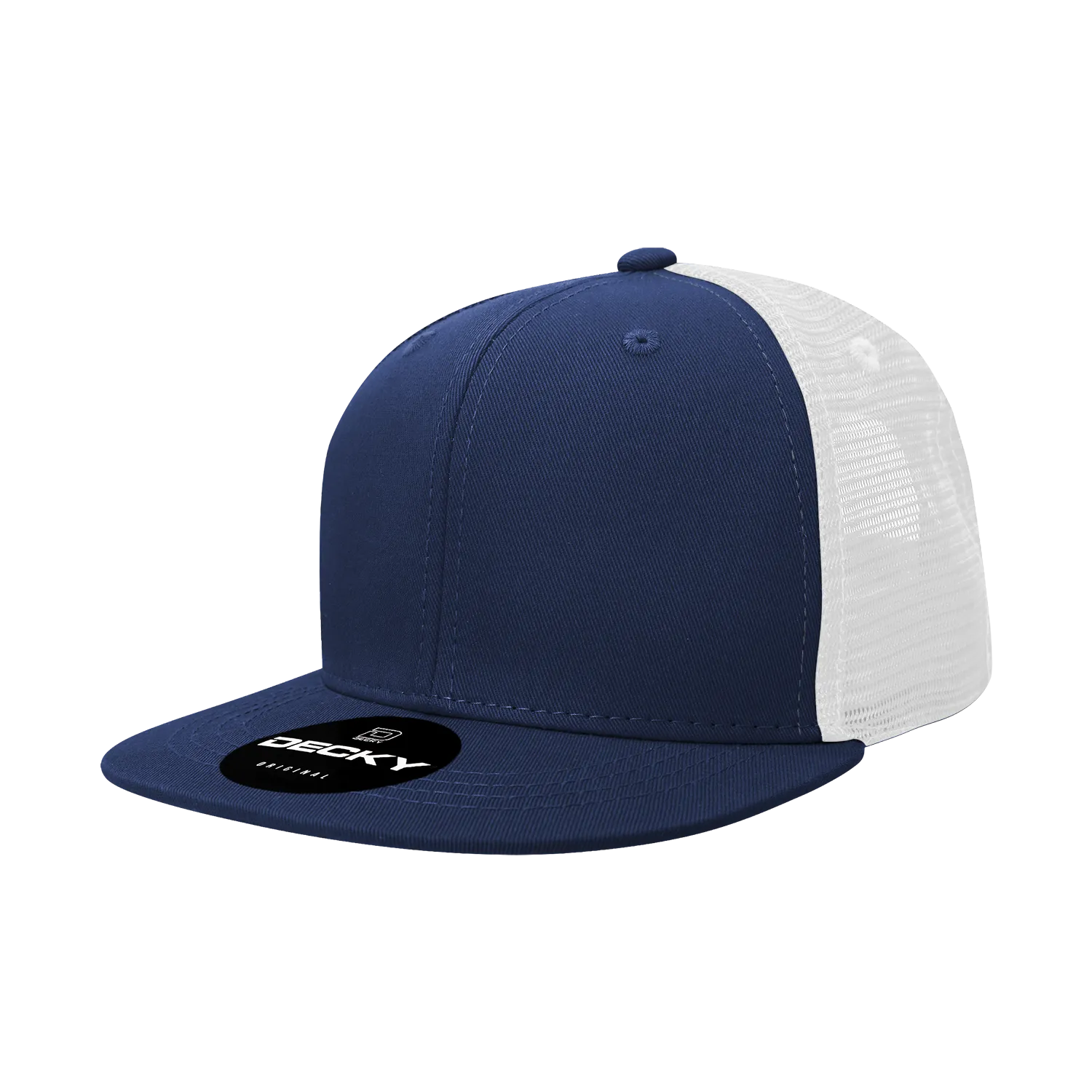 Decky 1052 Blank 6 Panel Trucker Hat, Flat Bill Snapback - 1052