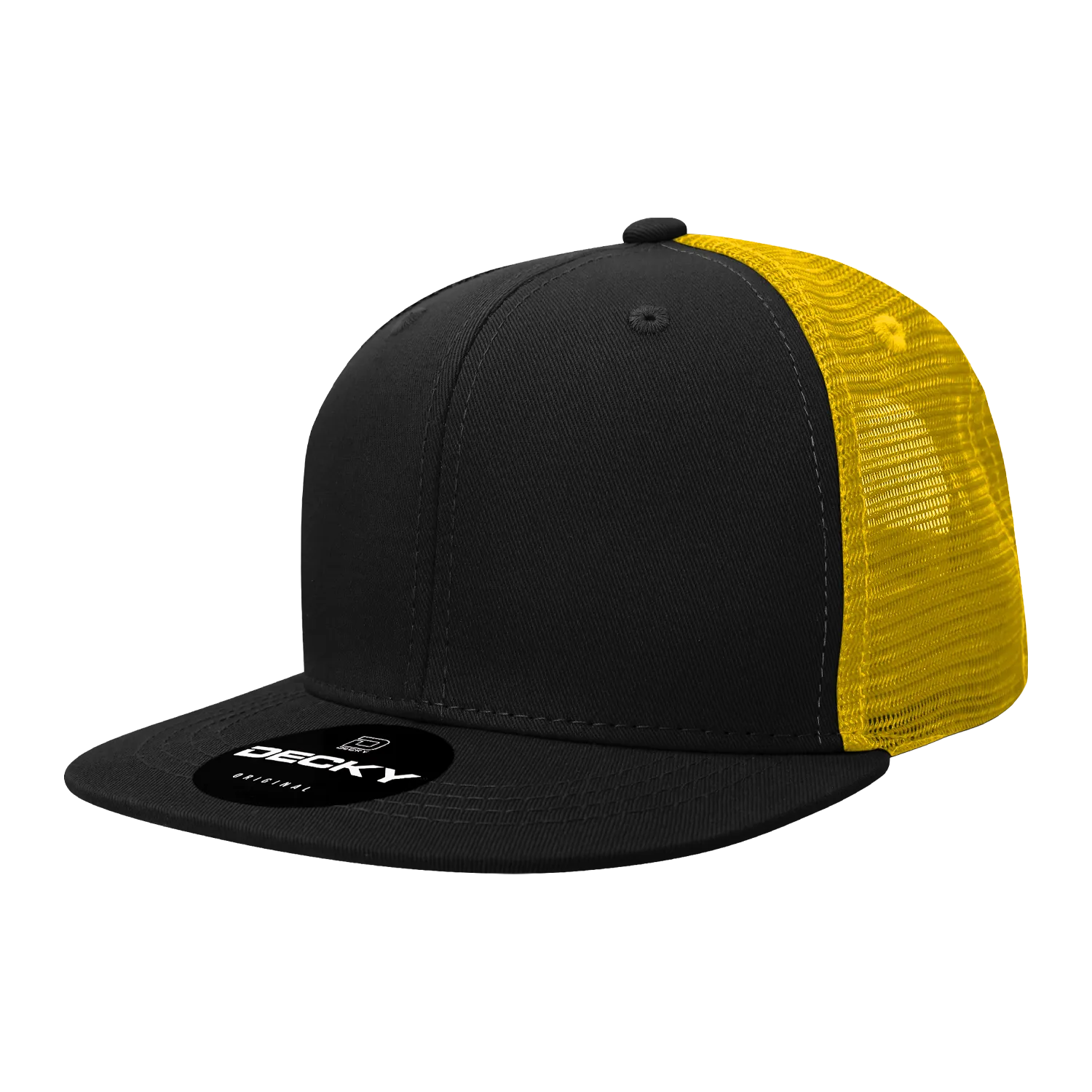 Decky 1052 Blank 6 Panel Trucker Hat, Flat Bill Snapback - 1052