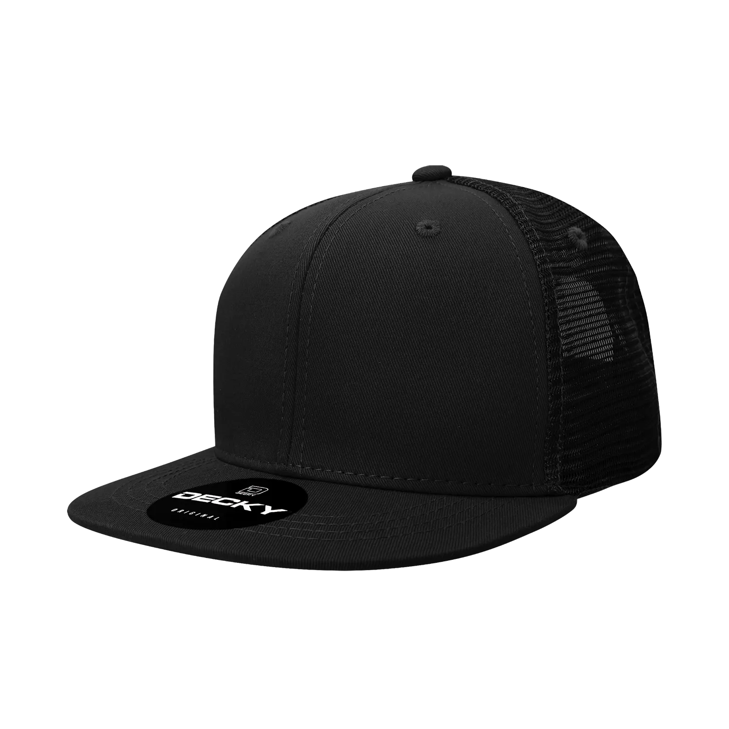 Decky 1052 Blank 6 Panel Trucker Hat, Flat Bill Snapback - 1052