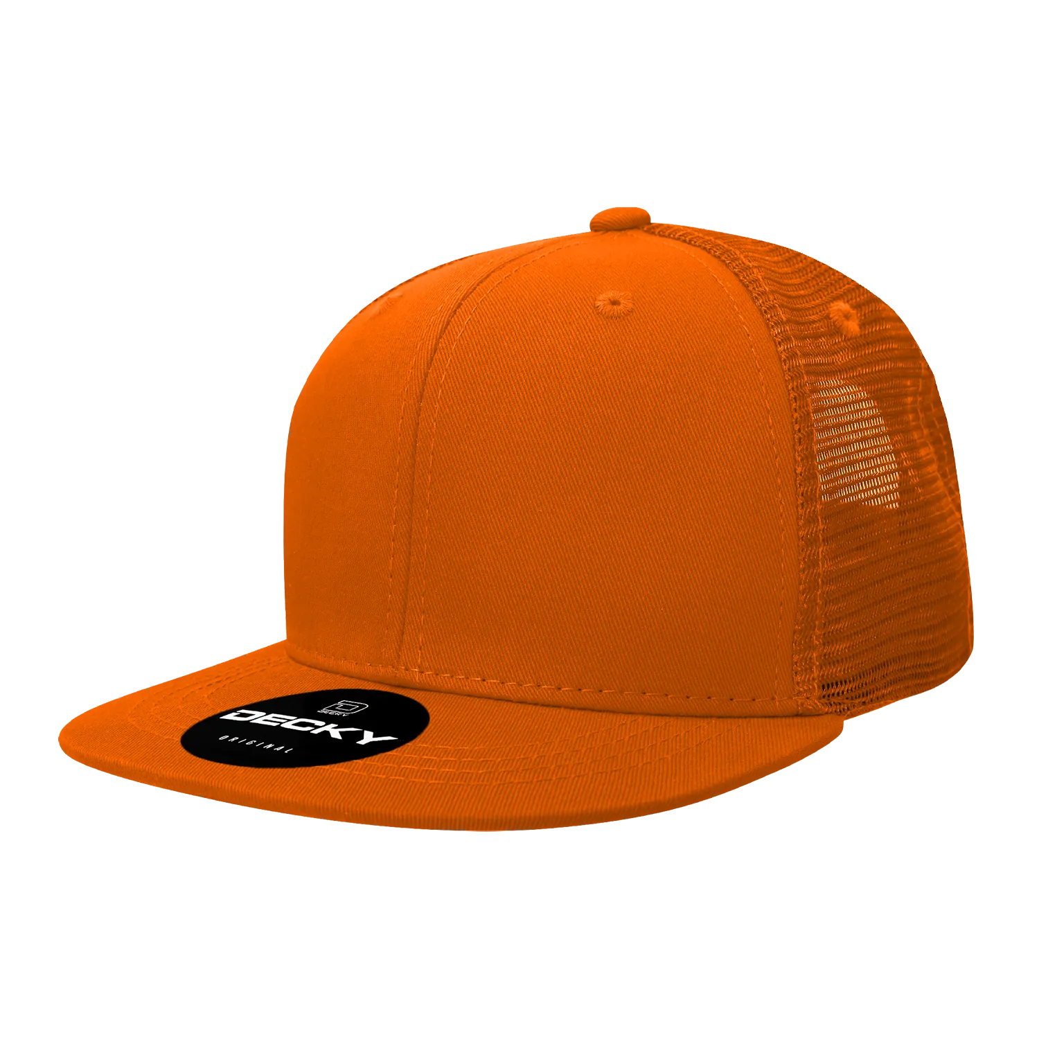 Decky 1052 Blank 6 Panel Trucker Hat, Flat Bill Snapback - 1052