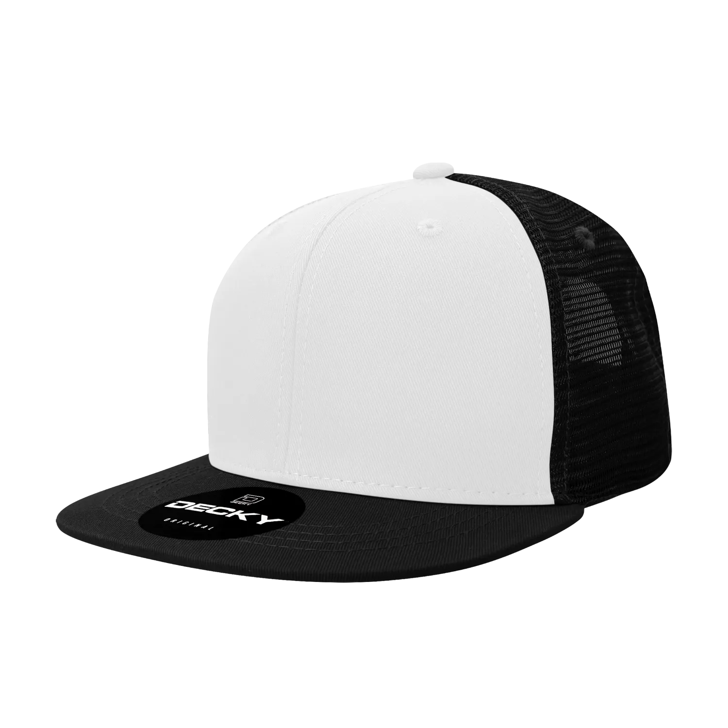 Decky 1052 Blank 6 Panel Trucker Hat, Flat Bill Snapback - 1052