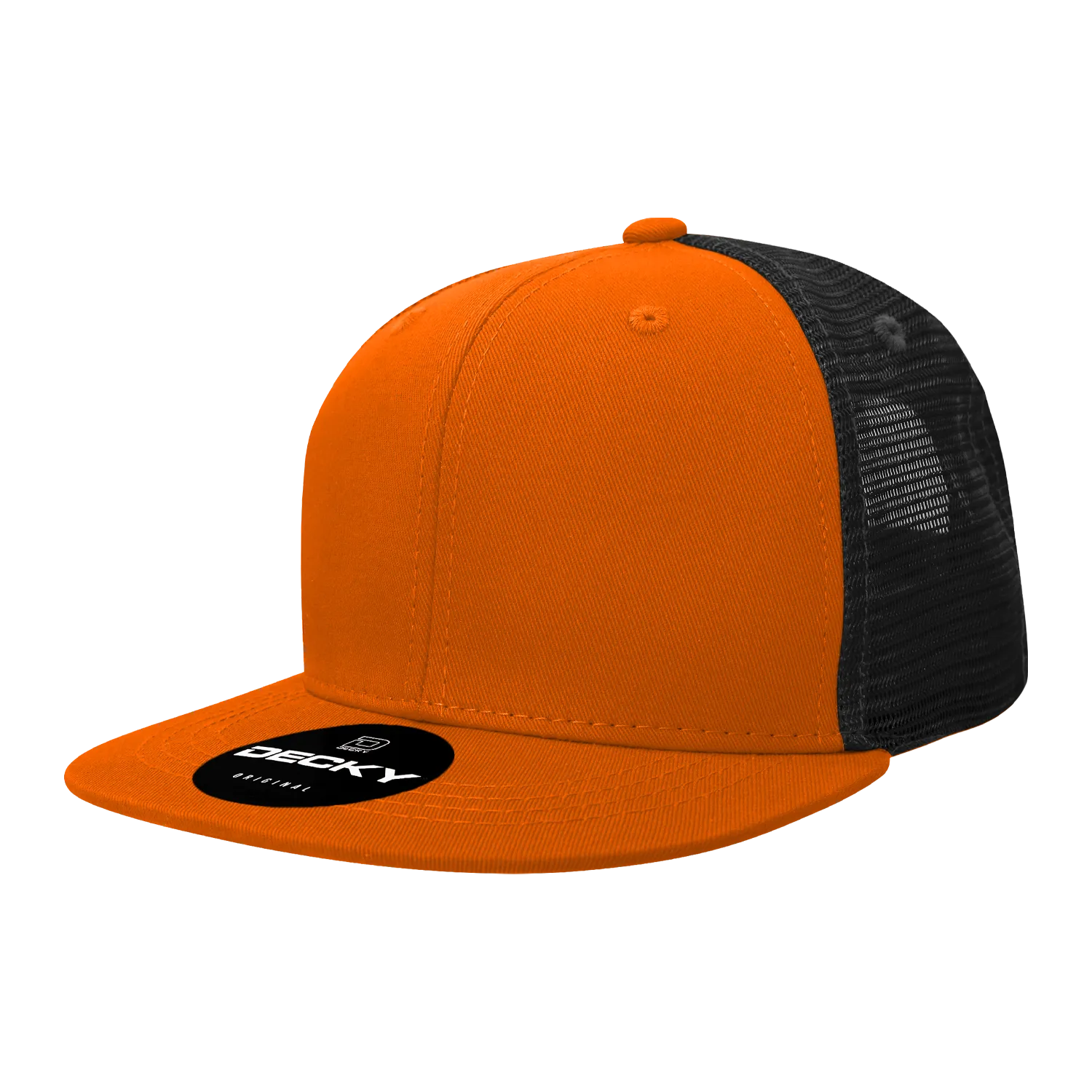 Decky 1052 Blank 6 Panel Trucker Hat, Flat Bill Snapback - 1052