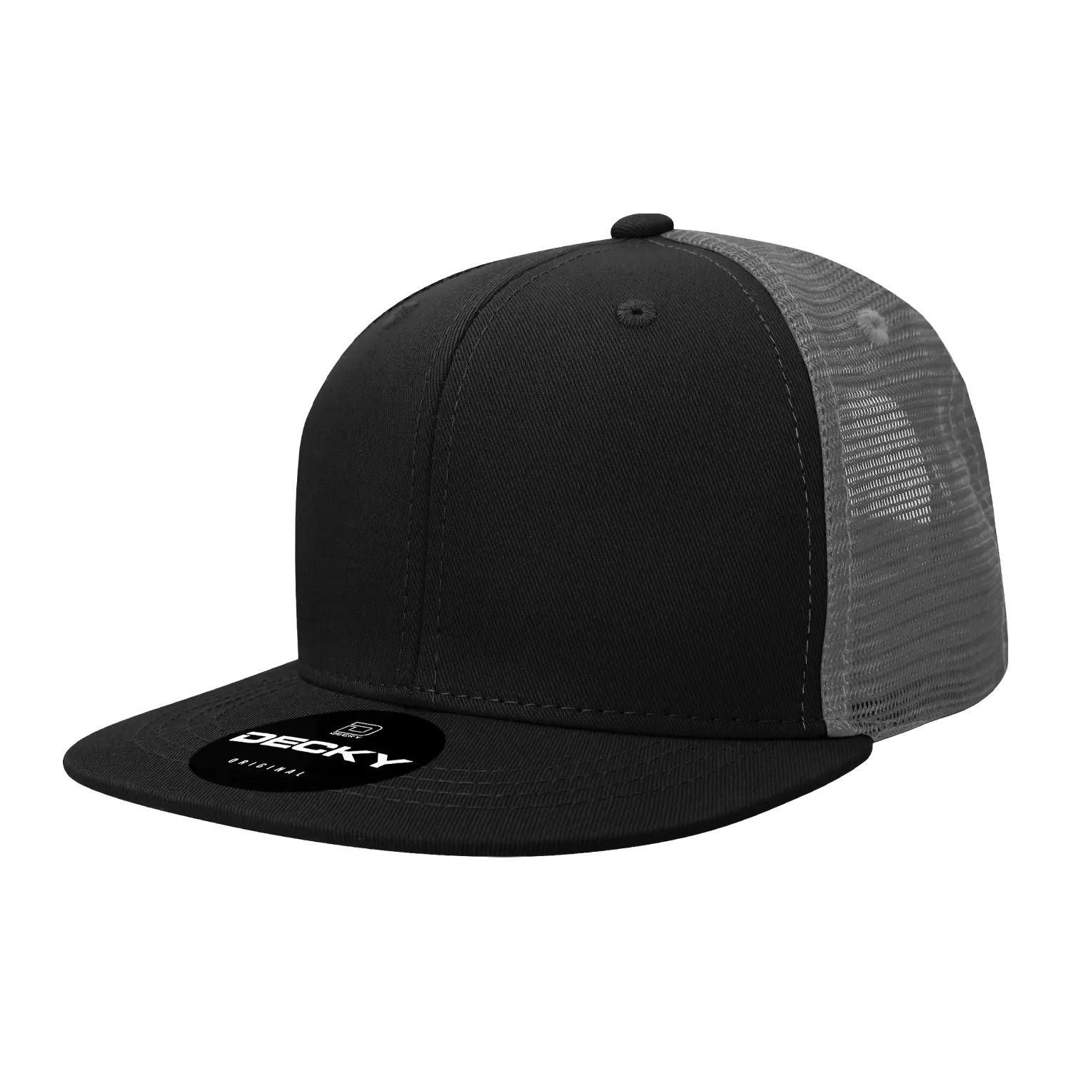 Decky 1052 Blank 6 Panel Trucker Hat, Flat Bill Snapback - 1052