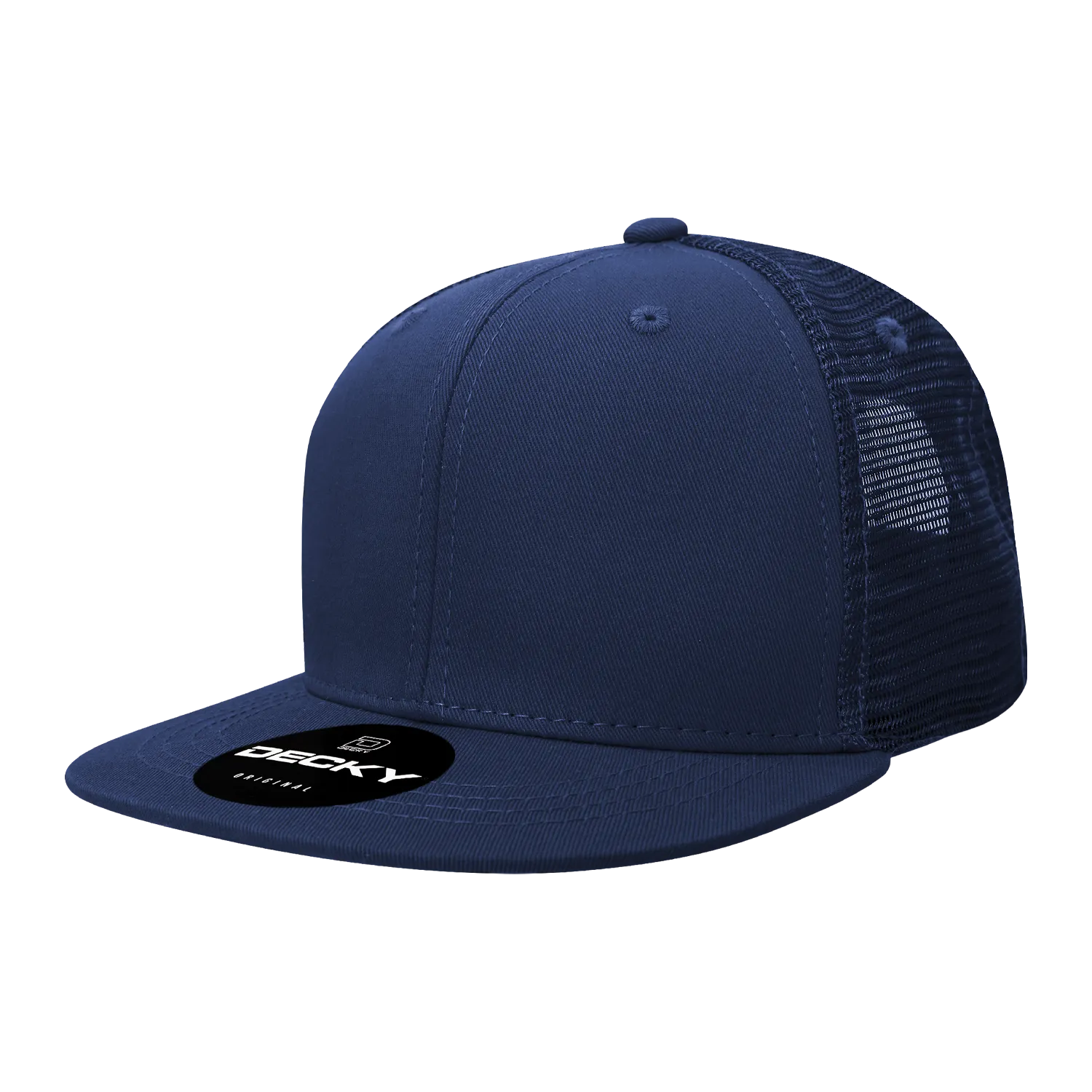 Decky 1052 Blank 6 Panel Trucker Hat, Flat Bill Snapback - 1052