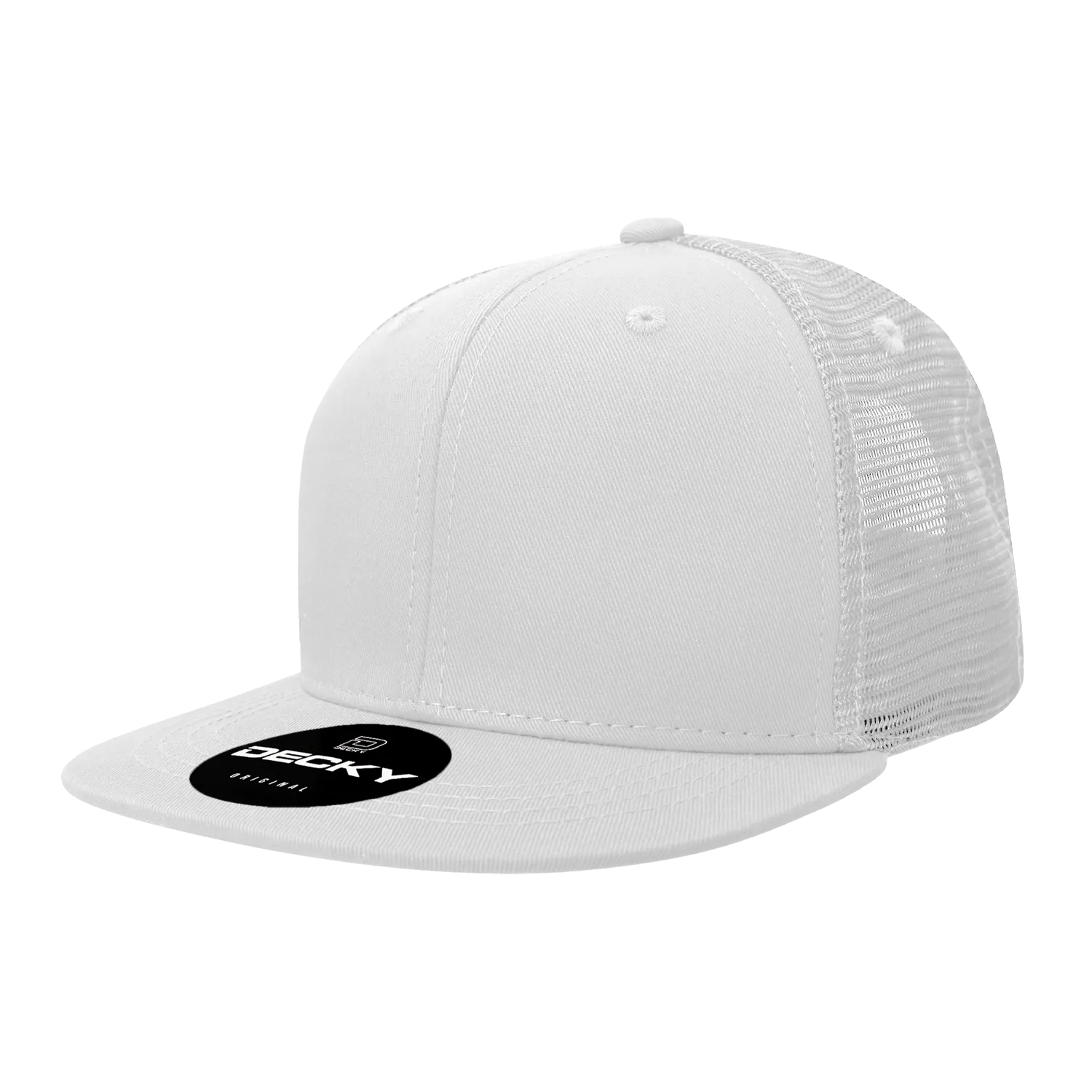 Decky 1052 Blank 6 Panel Trucker Hat, Flat Bill Snapback - 1052