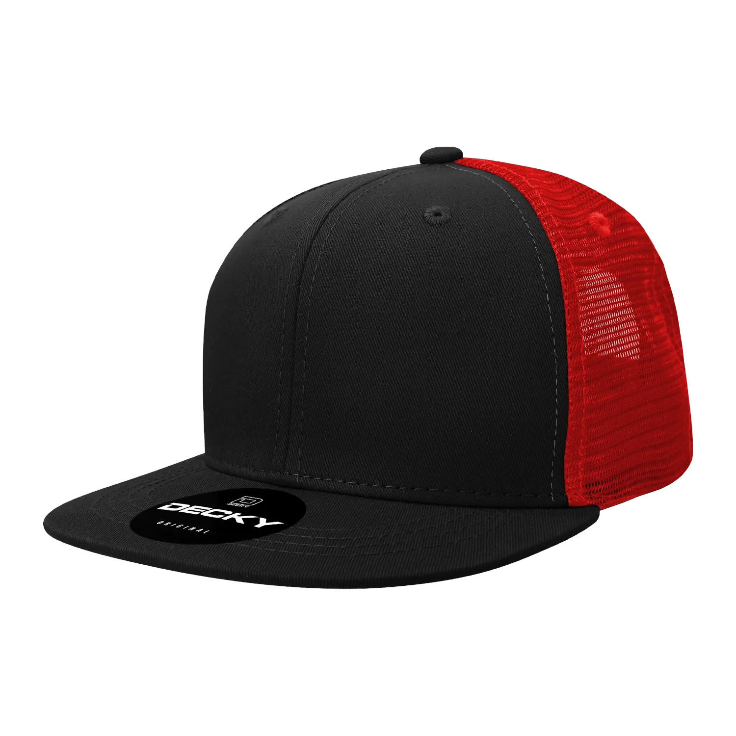 Decky 1052 Blank 6 Panel Trucker Hat, Flat Bill Snapback - 1052